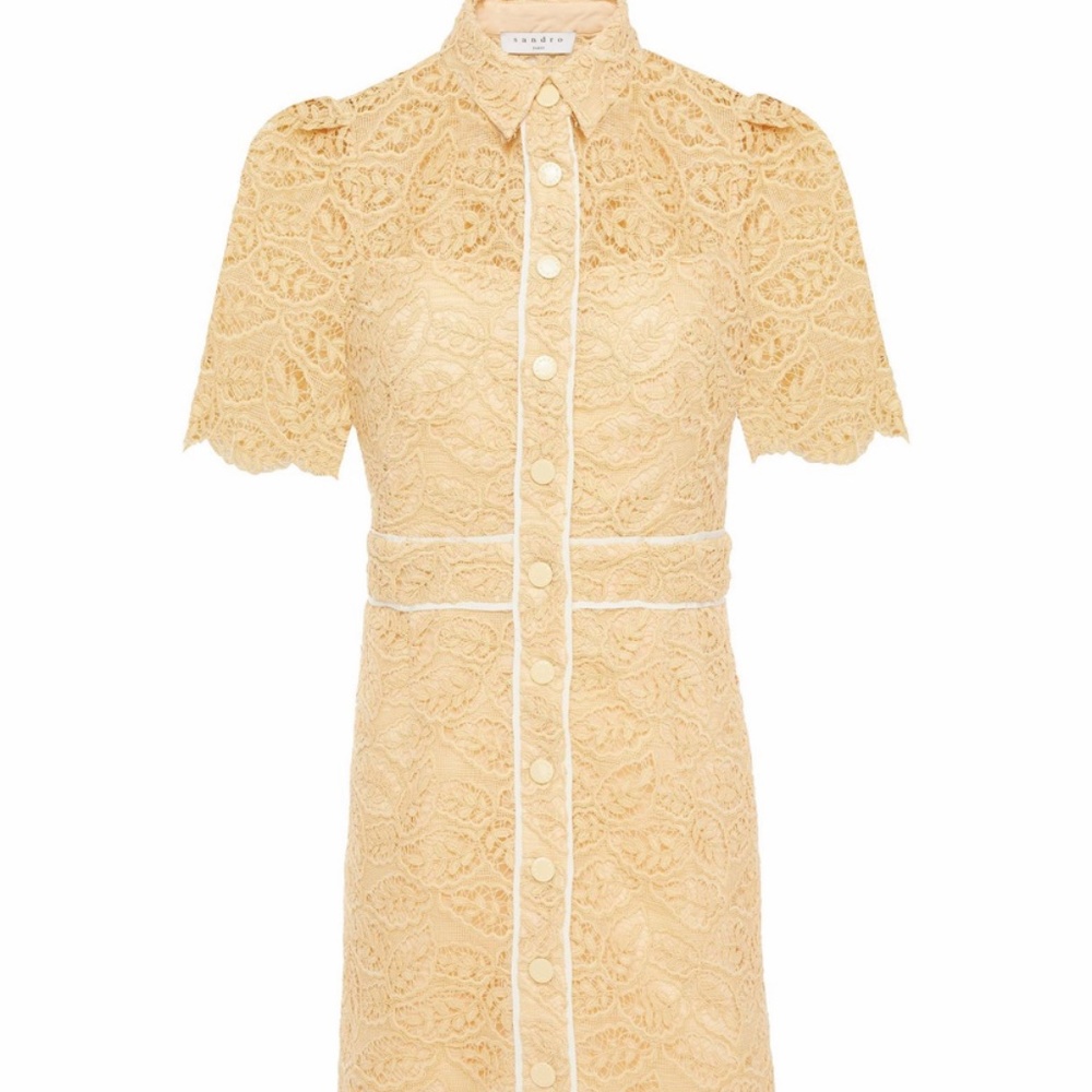 Sandro Yellow lace mini dress